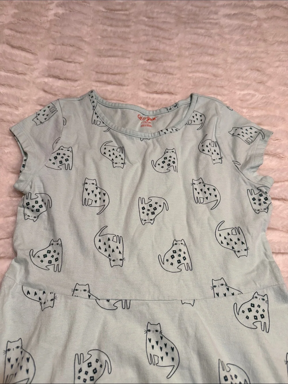 Cat & Jack Black Heart Print Dress and Mint Cat Print Dress